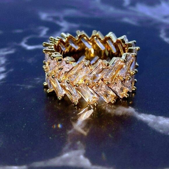 Size 10 Gold Finish Baguette CZ Ring - Picture 4 of 9